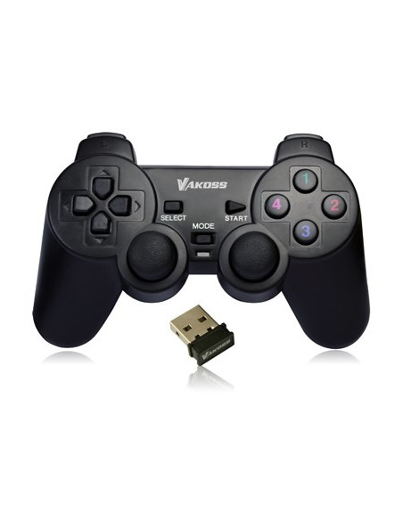 Vakoss Gamepad Bezprzewodowy Usb Z Funkcją Dual Shock, Pc/Ps3, Tryb Cyfrowy I Analogowy,  Gp-4705Bk Czarny