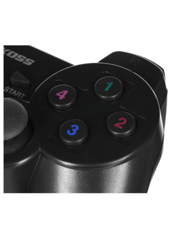 Vakoss Gamepad Bezprzewodowy Usb Z Funkcją Dual Shock, Pc/Ps3, Tryb Cyfrowy I Analogowy,  Gp-4705Bk Czarny