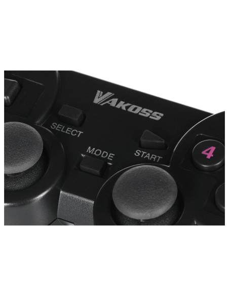 Vakoss Gamepad Bezprzewodowy Usb Z Funkcją Dual Shock, Pc/Ps3, Tryb Cyfrowy I Analogowy,  Gp-4705Bk Czarny