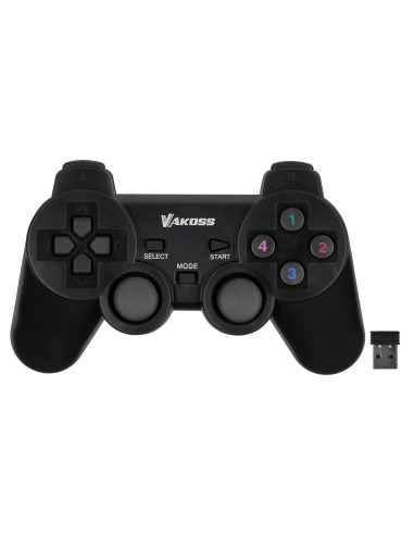 Vakoss Gamepad Bezprzewodowy Usb Z Funkcją Dual Shock, Pc/Ps3, Tryb Cyfrowy I Analogowy,  Gp-4705Bk Czarny