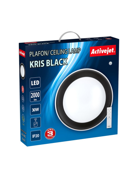 Nowoczesny Plafon Sufitowy Led Activejet Kris Czarny Ściemnialny Ze Zdalnym Sterowaniem Na Pilota