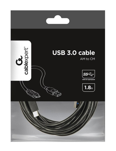 Kabel Gembird Ccp-Usb3-Amcm-6 (Usb 3.0 M - Usb Typu C M  1,8M  Kolor Czarny)
