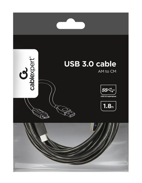 Kabel Gembird Ccp-Usb3-Amcm-6 (Usb 3.0 M - Usb Typu C M  1,8M  Kolor Czarny)