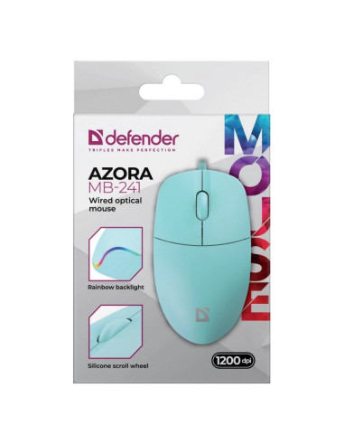 Defender Mysz Przewodowa Azora Mb-241 Optyczna 1200Dpi 3P Miętowa 52243