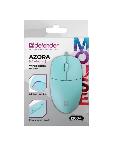 Defender Mysz Przewodowa Azora Mb-241 Optyczna 1200Dpi 3P Miętowa 52243