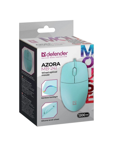 Defender Mysz Przewodowa Azora Mb-241 Optyczna 1200Dpi 3P Miętowa 52243