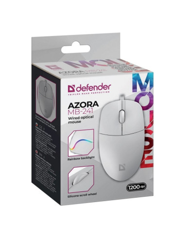 Defender Mysz Przewodowa Azora Mb-241 Optyczna 1200Dpi 3P Biala 52242