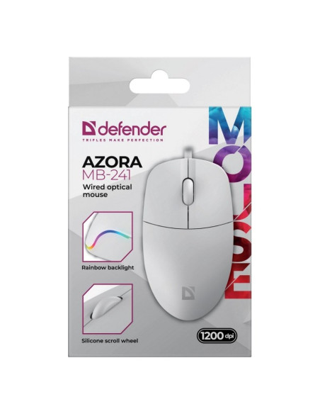 Defender Mysz Przewodowa Azora Mb-241 Optyczna 1200Dpi 3P Biala 52242