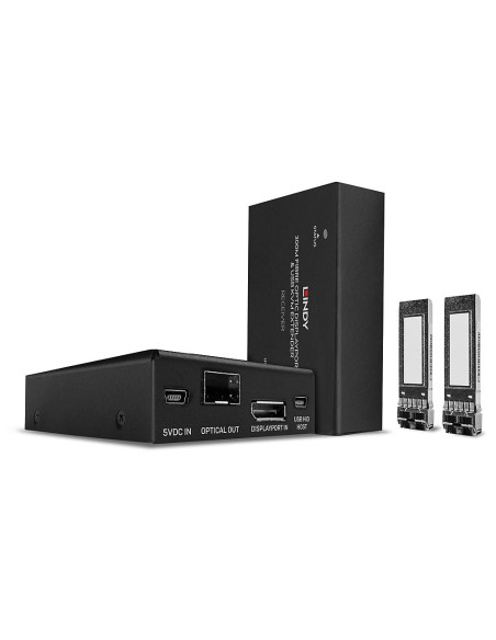 Przedłużacz Fibre Optic Displayport 1.2 Kvm Extender Lindy 300M