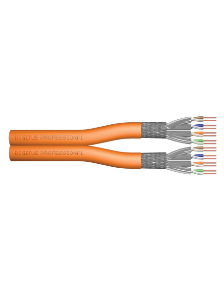Kabel Instalacyjny Dupleksowy Digitus Kat.7, S/Ftp, Dca, Awg 23/1, Lsoh, 500M, Pomarańczowy, Szpula