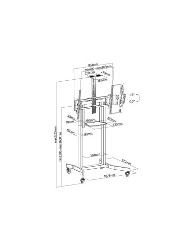 Uchwyt Na Stojak Podłogowy Equip 55-100"/1Tft 120Kg 1Półka Lite Sprzedaż Detaliczna (650633)
