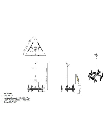 Uchwyt Sufitowy Do Telewizora Equip Equipment 650371 32" - 65"