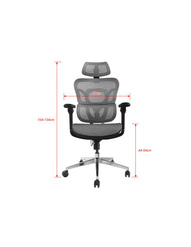 Wyposażenie Ergonomiczne Krzesło Biurowe + Zagłówek/Podłokietniki Szare Lite Sprzedaż Detaliczna