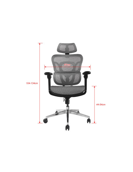 Wyposażenie Ergonomiczne Krzesło Biurowe + Zagłówek/Podłokietniki Szare Lite Sprzedaż Detaliczna