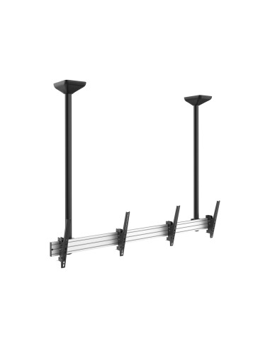 Uchwyt Sufitowy Do 2 Wyświetlaczy Lcd - Plastik, Aluminium, Stal, Srebrny - Rozmiar Ekranu: 114.3-139.7 Cm (45-55'')