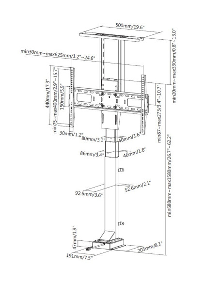 Mocowanie Do Telewizora Lcd (Zmotoryzowane) - Plastik, Aluminium, Stal - Rozmiar Ekranu: 94-165.1 Cm (37"-65")