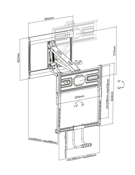 Uchwyt Ścienny Do Telewizora 43"-50"/35Kg 1Tft 4Gelenke Pull-Down Schwarz