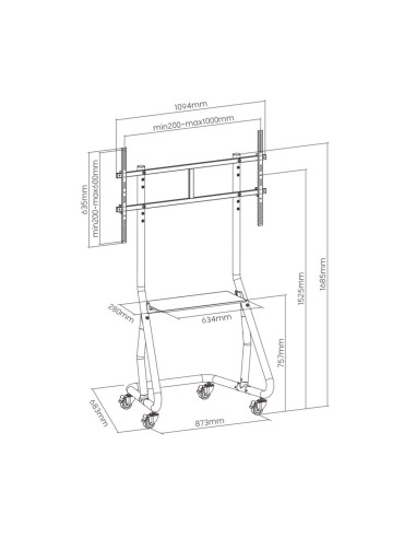 Uchwyt Do Wózka Rtv 152.40Cm (60")-105"/100Kg