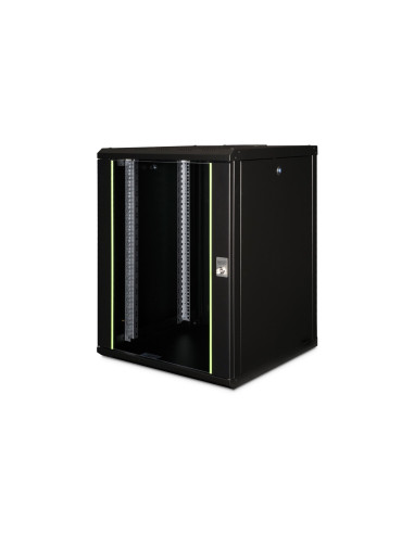 Szafa Sieciowa Wisząca Unique 19" 16U Rack 600X600, Drzwi Szyba, Czarny, Niedzielona, Złożona, 100Kg