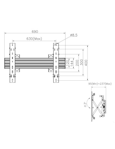 Uchwyt Ścienny Equip 32"-65"/30Kg 1Tft 1Gelenk Push-In-Pop Czarny