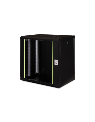 Szafa Sieciowa Wisząca Unique 19" 12U Rack 600X450, Drzwi Szyba, Czarny, Niedzielona, Złożona, 100Kg