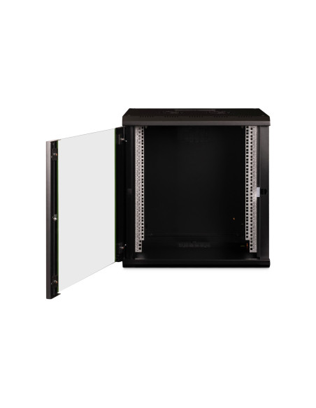 Szafa Sieciowa Wisząca Unique 19" 12U Rack 600X450, Drzwi Szyba, Czarny, Niedzielona, Złożona, 100Kg