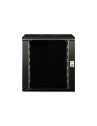 Szafa Sieciowa Wisząca Unique 19" 12U Rack 600X450, Drzwi Szyba, Czarny, Niedzielona, Złożona, 100Kg