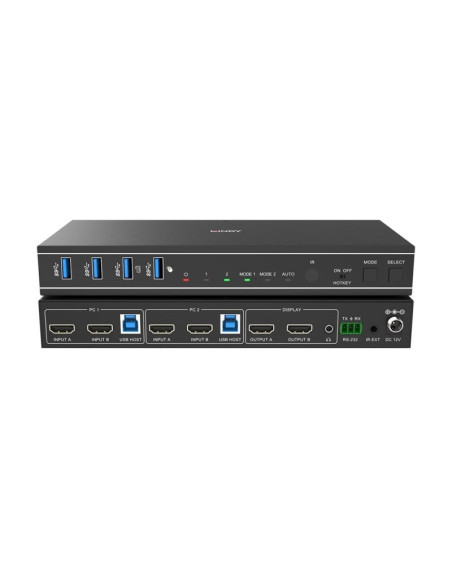 Lindy 2-Portowy Przełącznik Kvm Hdmi 4K60 Usb3.0 Z Podwójną Głowicą