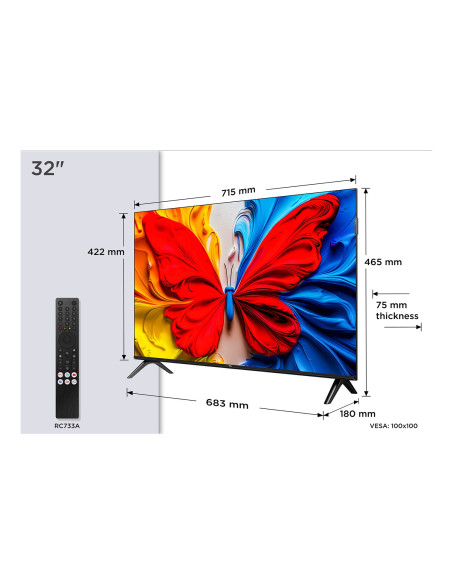Telewizor Tcl Qled | Zobacz Materiał 32S5K | 32 | Telewizor Smart Tv | Telewizor Z Platformą Android | Rozdzielczość Fhd | Czarn