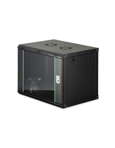 Szafa Sieciowa Wisząca Dynamic 19" 9U Rack 600X450, Drzwi Szyba, Czarny, Niedzielona, Złożona, 60Kg
