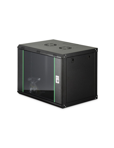 Szafa Sieciowa Wisząca Dynamic 19" 9U Rack 600X450, Drzwi Szyba, Czarny, Niedzielona, Złożona, 60Kg