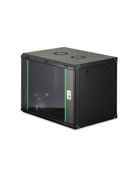 Szafa Sieciowa Wisząca Dynamic 19" 9U Rack 600X450, Drzwi Szyba, Czarny, Niedzielona, Złożona, 60Kg