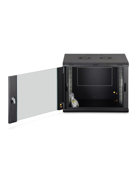 Szafa Sieciowa Wisząca Dynamic 19" 9U Rack 600X450, Drzwi Szyba, Czarny, Niedzielona, Złożona, 60Kg