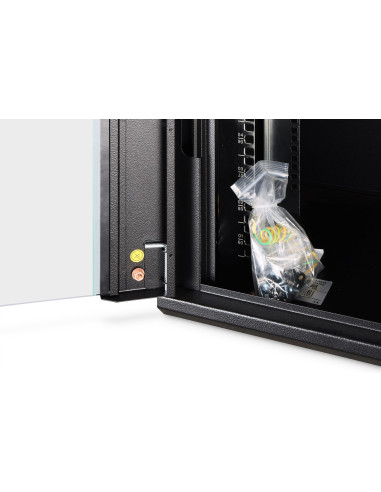 Szafa Sieciowa Wisząca Dynamic 19" 9U Rack 600X450, Drzwi Szyba, Czarny, Niedzielona, Złożona, 60Kg