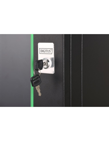 Szafa Sieciowa Wisząca Dynamic 19" 9U Rack 600X450, Drzwi Szyba, Czarny, Niedzielona, Złożona, 60Kg