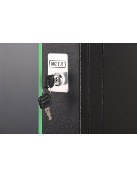Szafa Sieciowa Wisząca Dynamic 19" 9U Rack 600X450, Drzwi Szyba, Czarny, Niedzielona, Złożona, 60Kg