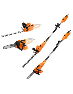 Urządzenie Ogrodowe 2W1 Z Wysięgnikiem: Pilarka Łańcuchowa 750W 250Mm + Nożyce Do Żywopłotu 550W 460Mm