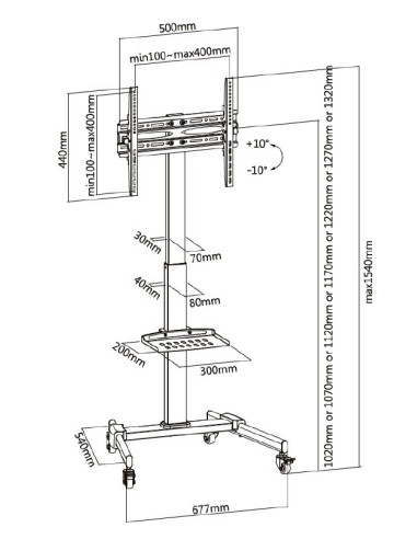 Uchwyt Podłogowy Do Tv 32"-55"/35Kg 1Tft 1Abl. Czarny