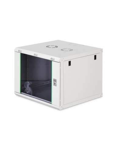 Szafa Sieciowa Wisząca Dynamic 19" 9U Rack 600X600, Drzwi Szyba, Szary, Niedzielona, Złożona, 60Kg