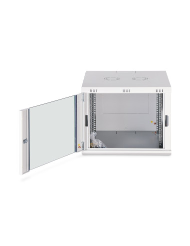 Szafa Sieciowa Wisząca Dynamic 19" 9U Rack 600X600, Drzwi Szyba, Szary, Niedzielona, Złożona, 60Kg