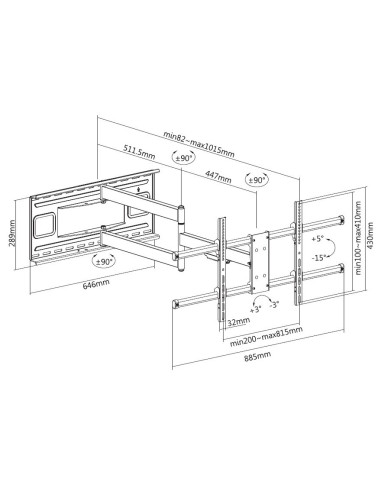 Uchwyt Ścienny Equip 43"-80"/50Kg 1Tft 4Gelenke Neig/Schwenk Schwarz