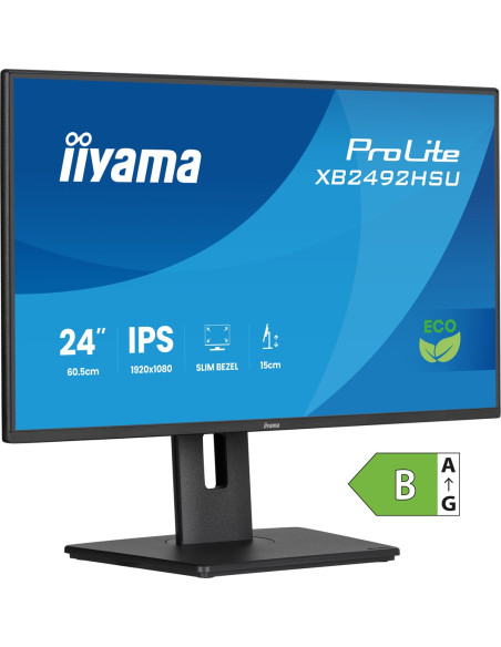 Monitor Iiyama Prolite 24-Calowy Panel Ips Full Hd Z Wąskimi Ramkami, Klasą Energetyczną B, Regulowaną Wysokością
