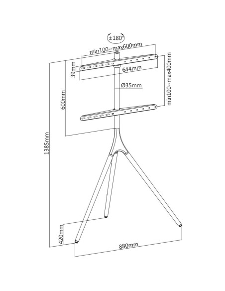 Manhattan Mobilny Stojak Pod Telewizor Ze Statywem 45"-65" 32Kg