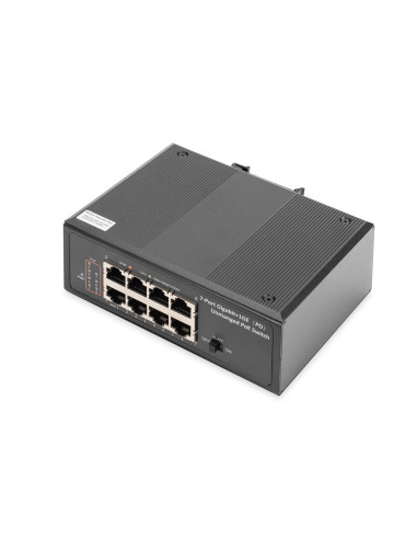 Switch Przemysłowy 7-Portowy Gigabit Poe+ Z 1X Pd, Ieee802.3Af/At, Din Rail, Rozszerzony Zakres Temp.