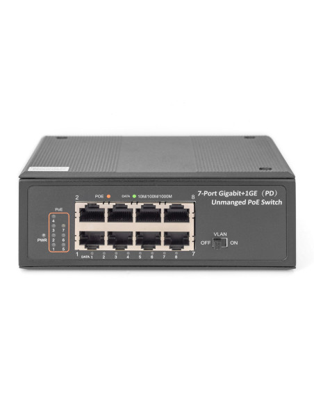 Switch Przemysłowy 7-Portowy Gigabit Poe+ Z 1X Pd, Ieee802.3Af/At, Din Rail, Rozszerzony Zakres Temp.
