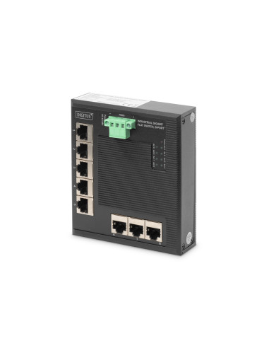 Switch Ethernet Gigabit 8-Portowy, Montaż Din, Rozszerzony Zakres Temp.