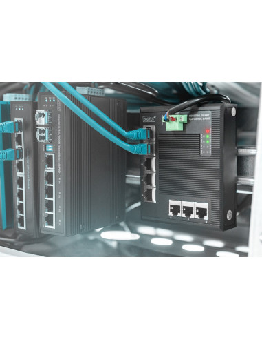 Switch Ethernet Gigabit 8-Portowy, Montaż Din, Rozszerzony Zakres Temp.