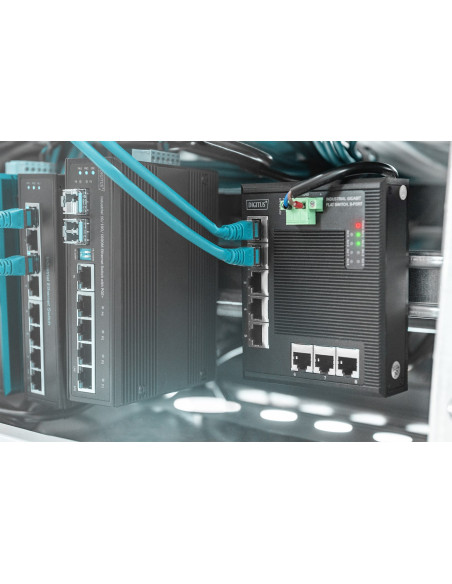 Switch Ethernet Gigabit 8-Portowy, Montaż Din, Rozszerzony Zakres Temp.