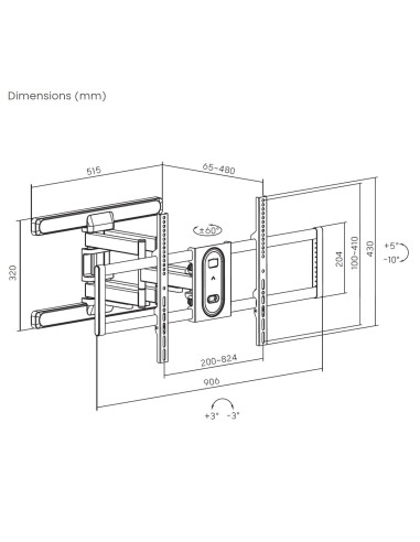 Wyposażenie Uchwyt Ścienny 43"-100"/1Tft 60Kg 2Przegubowy Uchylny Sw Sprzedaż Detaliczna