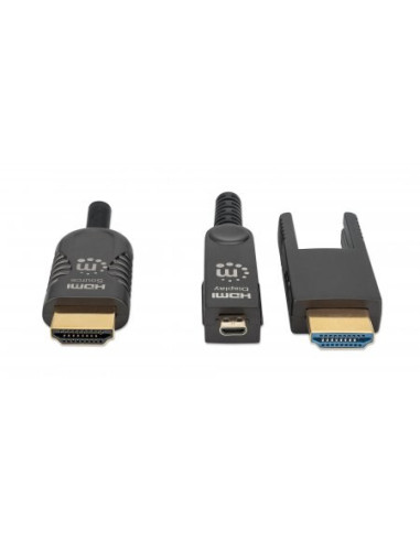 Aktywny Kabel Światłowodowy Manhattan High Speed Z Odłączanym Złączem 4K@60Hz Uhd, Hdmi Męski Na Micro Hdmi Męski (Typ D) I Odłą